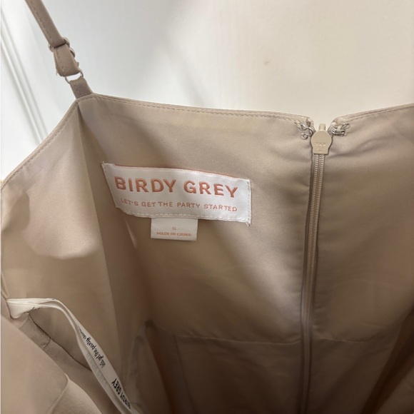 Birdy Grey Bridesmaid Dress Taupe Satin Maxi Gown | Size Small - Picture 5 of 6